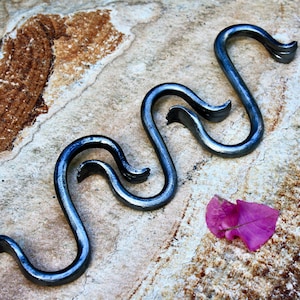 set of 3 fluted s hooks, hand forged