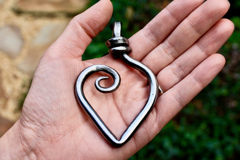 Abstract Iron Heart Pendant Etsy