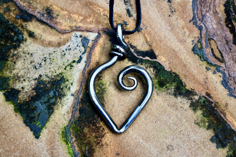 Abstract Iron Heart Pendant Etsy