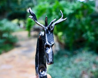 Forged deer head  hook