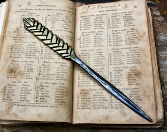 Hand forged letter opener, wheat art, letter knife