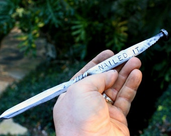 Personalized Letter Opener, up cycled nail, Nailed it!