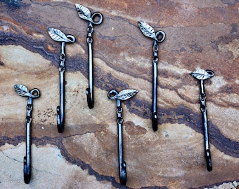forged decretive leaf large hook, curtain tie back