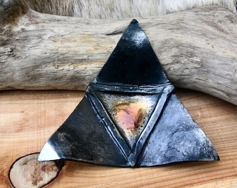 Forged Steel Ring Dish: Handcrafted "Trinity" Candle Holder