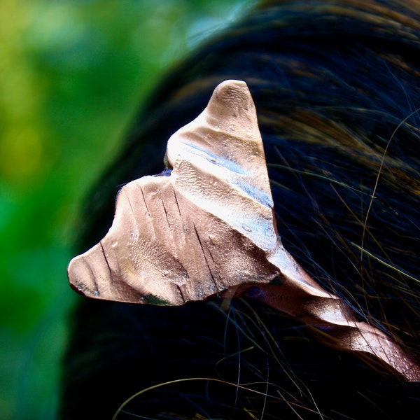 Hand Forged Whale Tail Copper hair pin