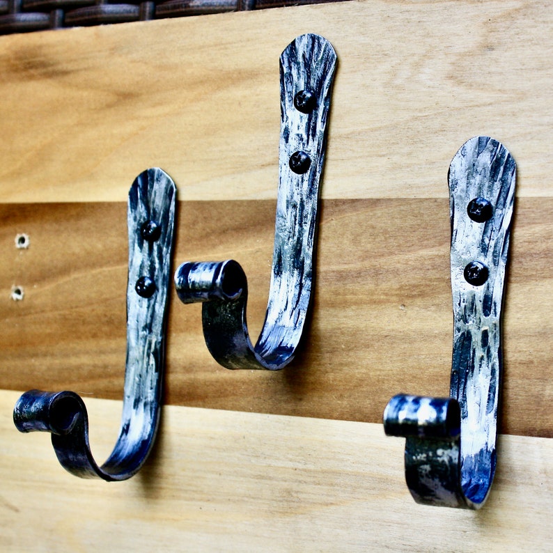 Set of Three Towel Hooks Hand Forged - Etsy
