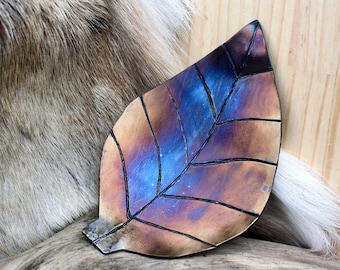 leaf shaped dish, hand forged