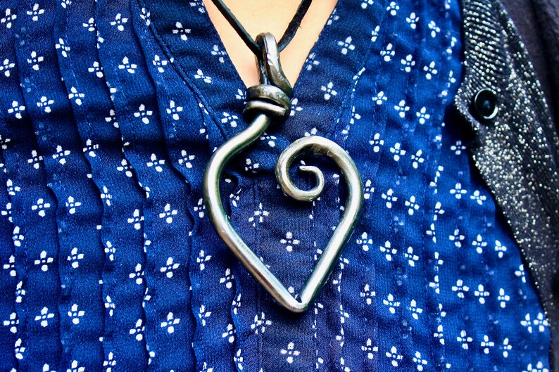 Abstract Iron Heart Pendant Etsy