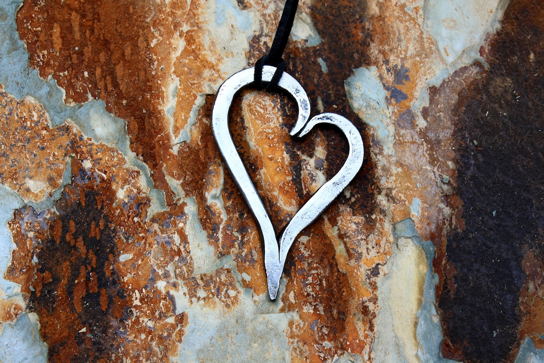 Iron Heart Pendant, Hand Etsy