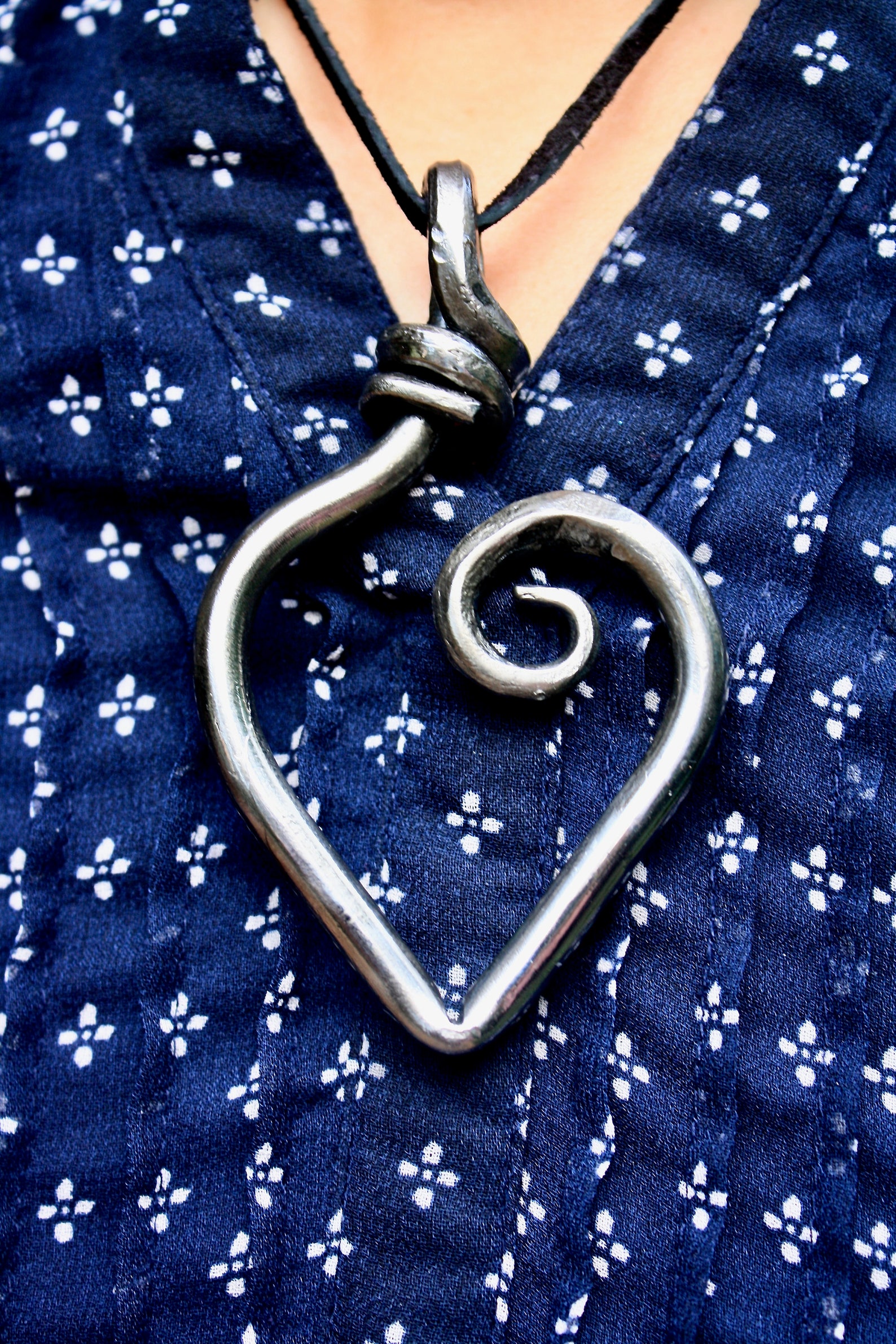 Abstract iron heart pendant Etsy