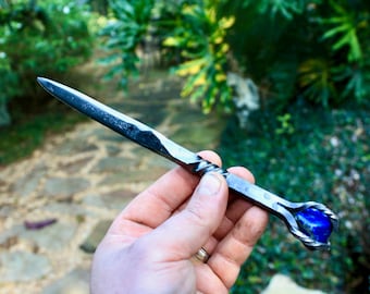 Tagliacarte in lapislazzuli forgiato a mano, coltello da lettera