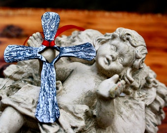 Hand Forged Cross Christmas Ornament: Blacksmith Decor