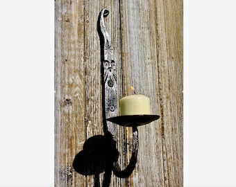 Asistente de hierro forjado, aplique de pared con velas.