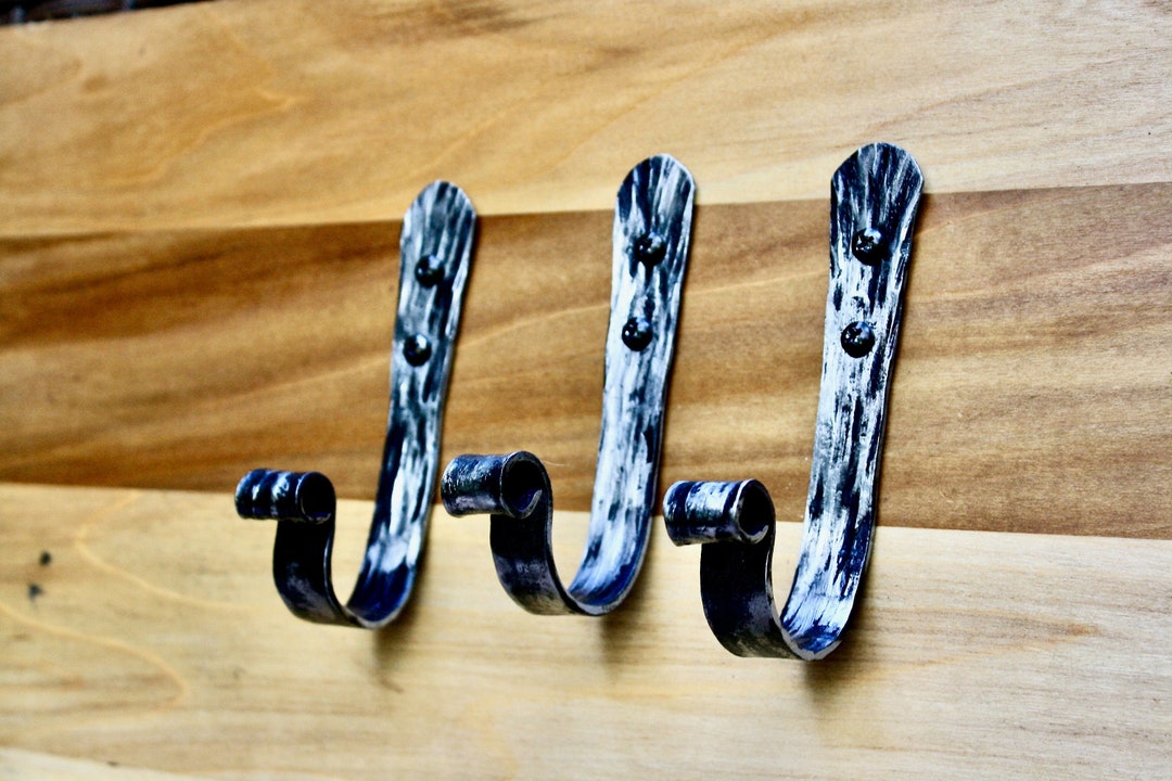 Set of Three, Towel Hooks, Hand Forged - Etsy