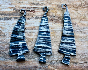 Set of three hand forged Christmas tree ornament