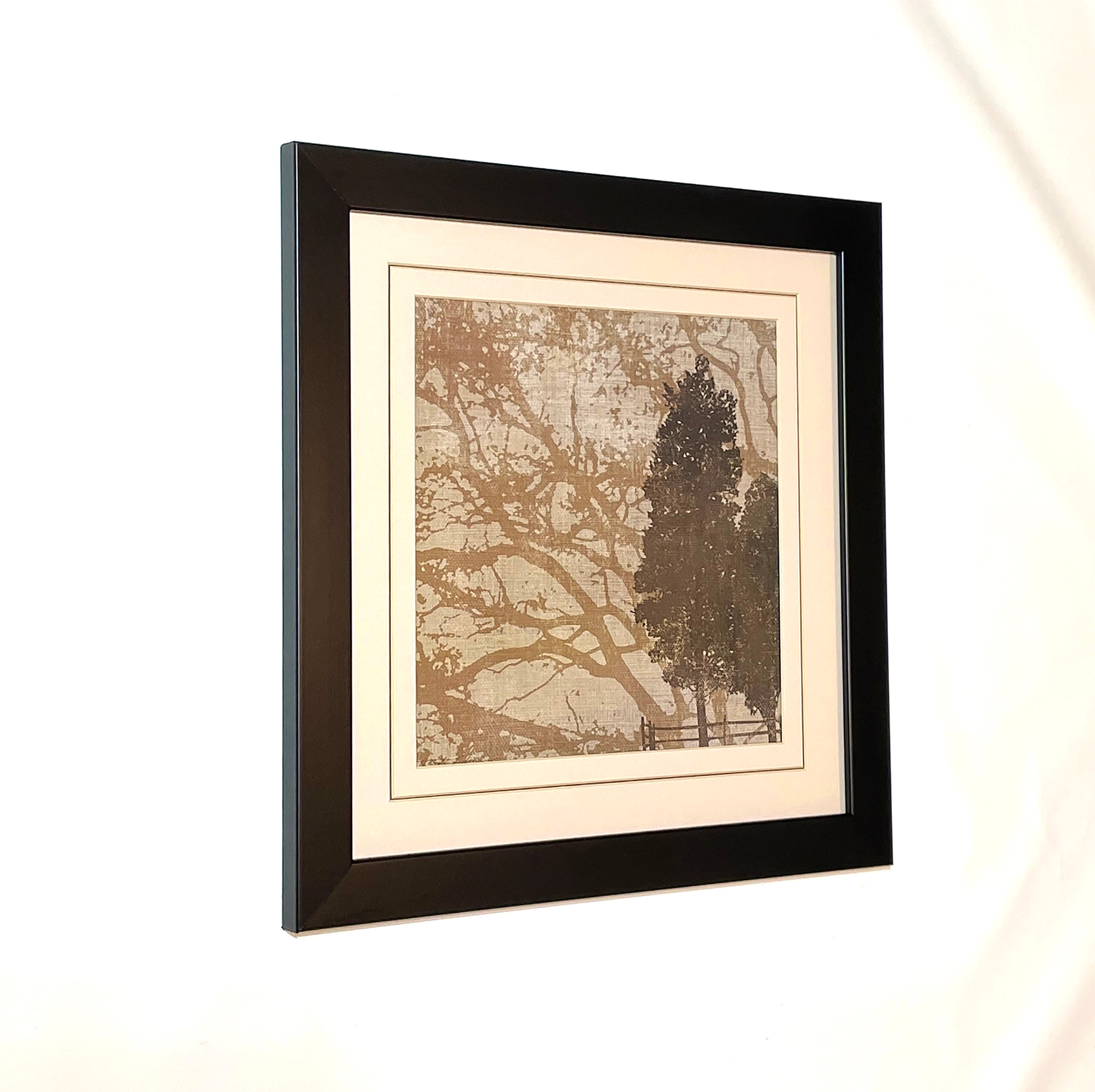 18.5” X 18.5” Restored Vintage Black Picture Frame With Signed Art