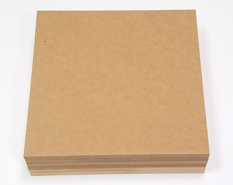 May include: A stack of brown craft paper sheets. The sheets are smooth and have a slightly textured surface.