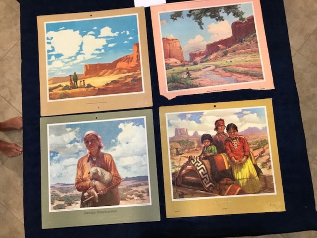 Set of Four Vintage 1950's Era Santa Fe Calendar Covers Etsy