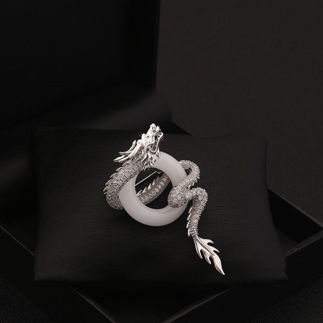 Rhinestone Crystal Silver Dragon Brooch Pinchinese Dragon - Etsy