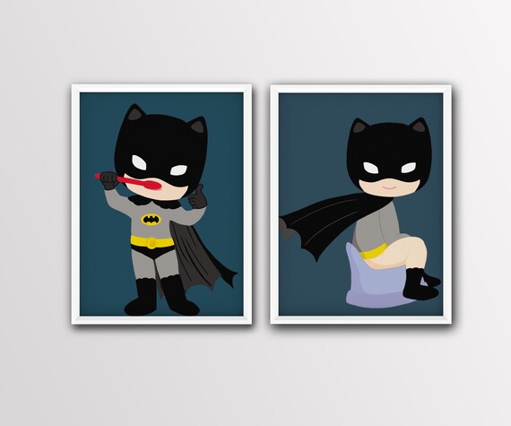 Batman Bathroom Decor Superhero Bathroom Decor For Nursery Etsy