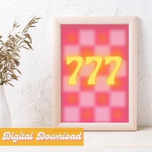 Angel Number 777 Printable Wall Art, Colorful Gradient Poster Art, Instant Digital Download, Spiritual Art Print, Manifest