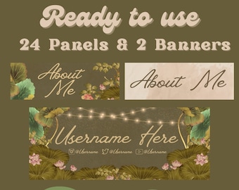 24 Twitch Streaming Panels with Customizable and Premade Tarot Witchy Twitch Banner | About Me | Specs | FAQ | Donation | Rules | Links