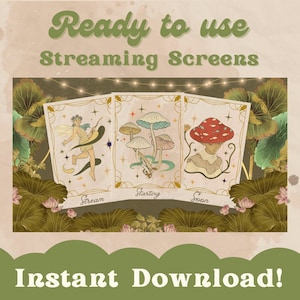 8 Twitch Stream Szenen, animierte und static Overlay, Start Soon, Be Right Back, Stream Ending, Offline, Witchy Cottage Core Tarot Screens