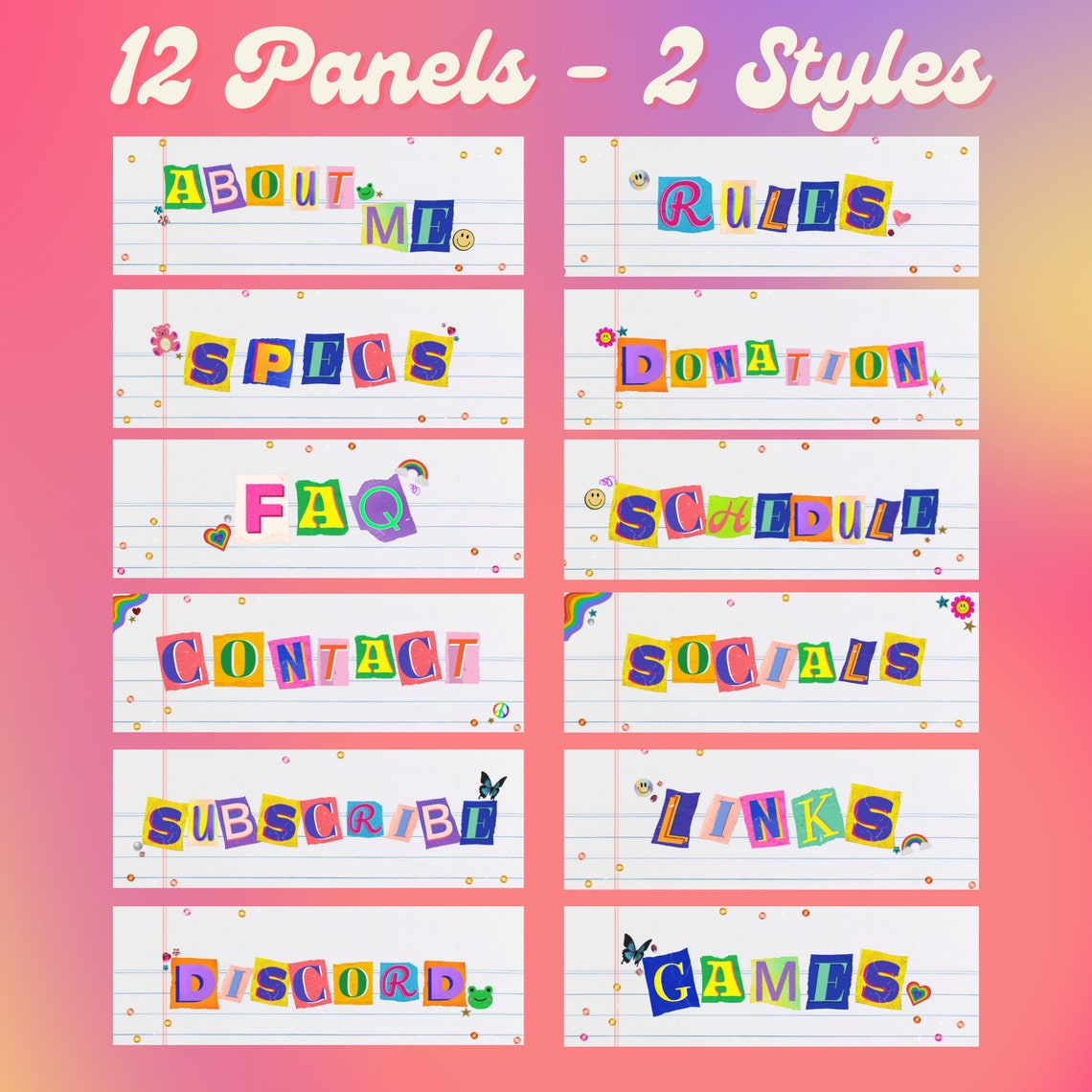 24 Twitch Streaming Panels With Customizable and Premade Trendy Twitch ...