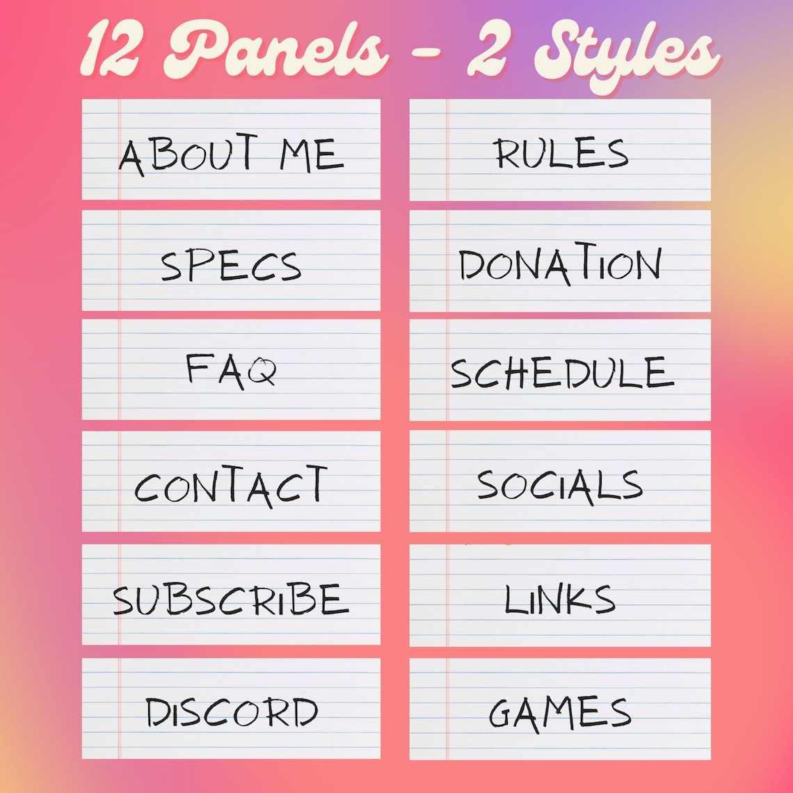 24 Twitch Streaming Panels With Customizable and Premade Trendy Twitch