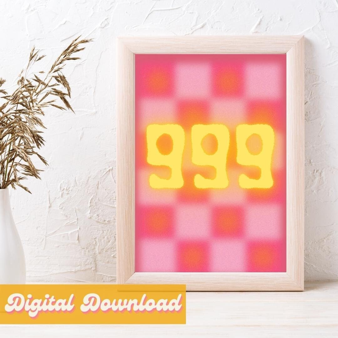 Angel Number 999 Printable Wall Art, Colorful Gradient Poster Art ...