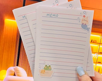 Notes | Memo - Cute mermaid and frog design. Colour print. 100 gsm paper. Loose page/unbound. Size A6