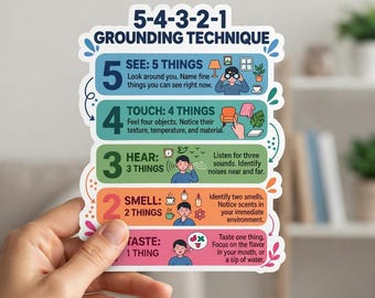 Mindful 5-4-3-2-1 Grounding Calming Technique Card - 12.5 cm