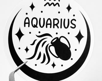 ZODIAC STAR Sign Horoscope Sticker | Water resistant Decal - 7 cm. AQUARIUS