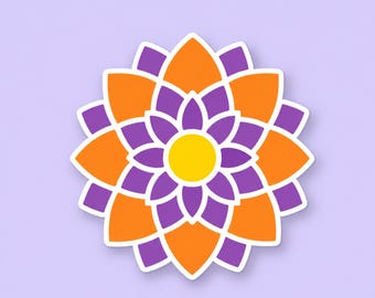 MANDALA Sticker for Water Bottle Laptop Journal Scrapbook. Water resistant - 7 cm