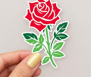 RED ROSE Sticker - Scrapbooking Laptop Flower Stickers. Water resistant - 6 cm