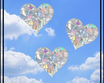 5x pcs LOVE HEART Sun Catchers - Rainbow Maker Reflective Window Film Suncatcher