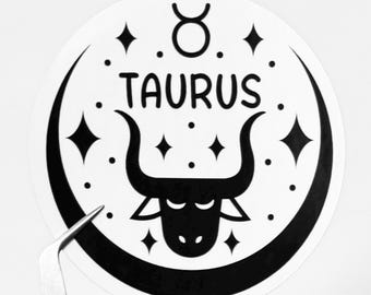 ZODIAC STAR Sign Horoscope Sticker | Water resistant Decal - 7 cm. TAURUS