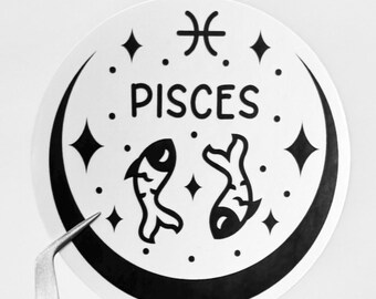 ZODIAC STAR Sign Horoscope Sticker | Water resistant Decal - 7 cm. PISCES