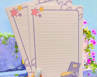 Notes - Books Stars design. Colour print. 100 gsm paper. Loose page/unbound. Size A6