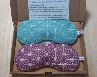 Masque relaxant yeux déhoussable st Valentin bouillotte sèche graines de Lin Normand Bien-être Relaxation Méditation Yoga Cadeau ZEN