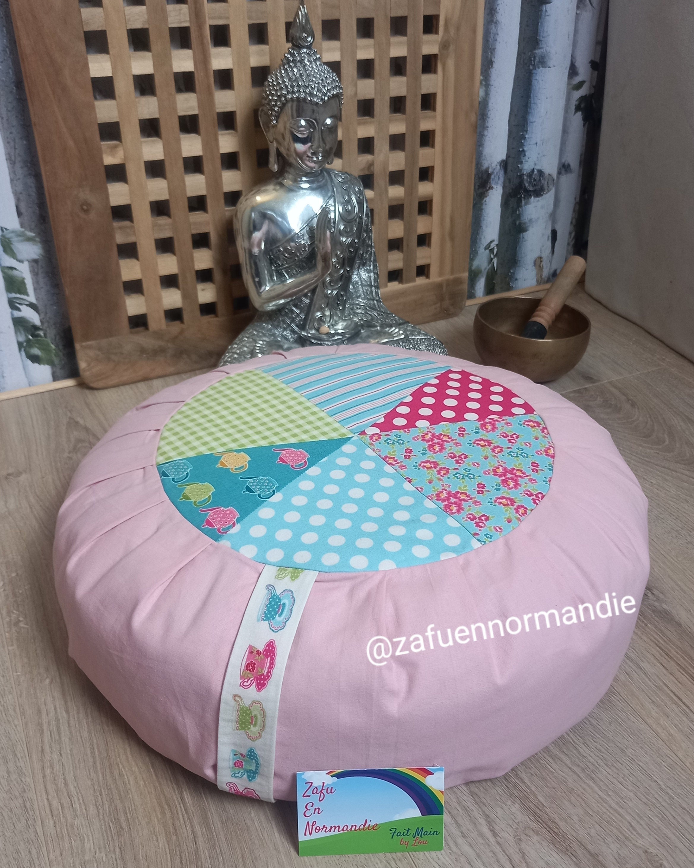 Zafu Garni en Balles d'épeautre Bio Artisanal Dehoussable