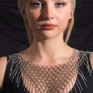 Silver Draped Elegance: Unisex Shoulder-to-Back Hoop Necklace