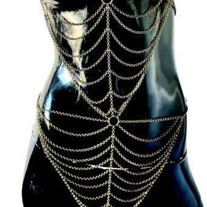 Radiant Revelry: Full Body Chain Harness in Bronze or Silver for Sensual Festivities image 1