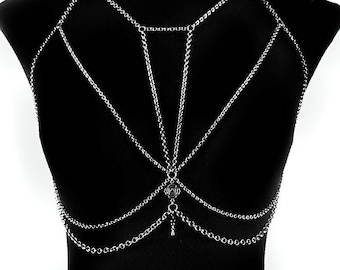 Boho Chic: Tribal Figure Chest Body Chain Necklace