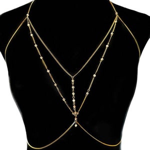 Crystal Clarity: Sleek Steel Body Chain with Transparent Stones