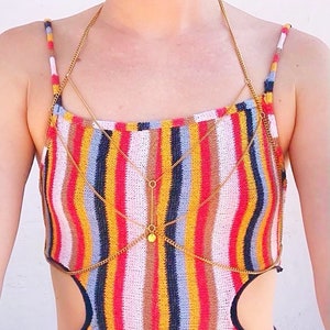 Golden Gleam: Simple Gold Chest Body Chain