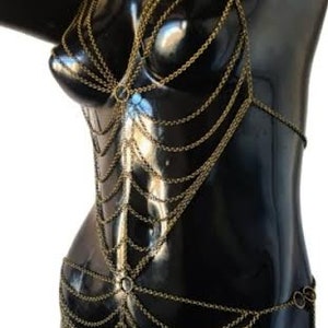 Radiant Revelry: Full Body Chain Harness in Bronze or Silver for Sensual Festivities image 2