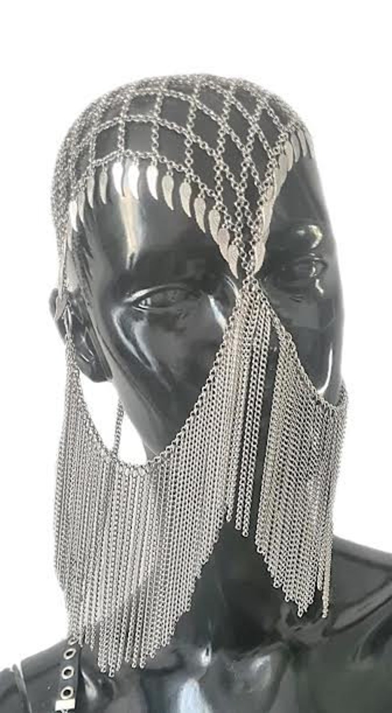 Silver Winged Square: Head and Face Chain with Multiple Wings image 2