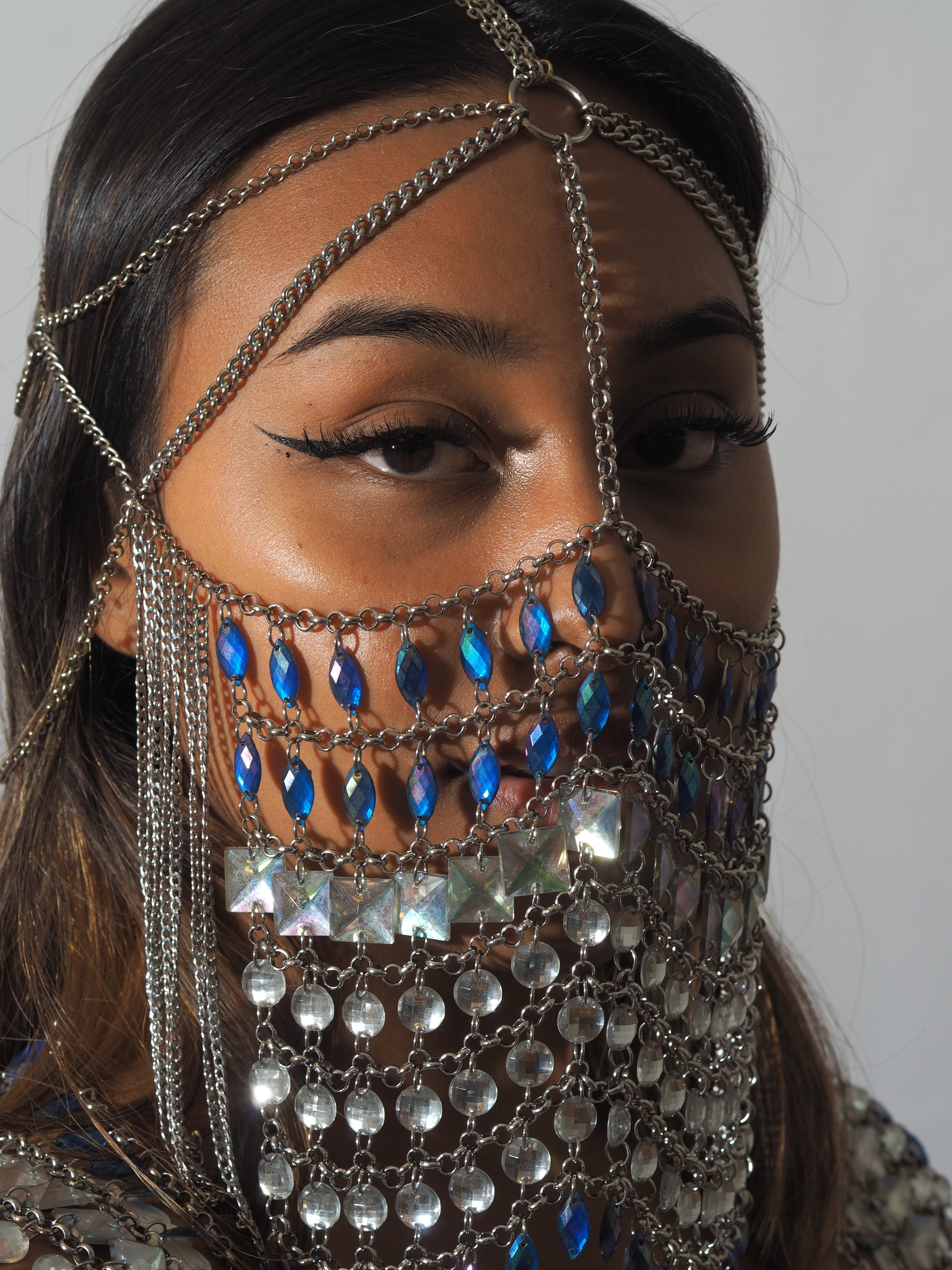Voile De Danse Du Ventre Avec Perles & Paillettes – Accessoire Costume Halloween, Spectacle – Taille Unique