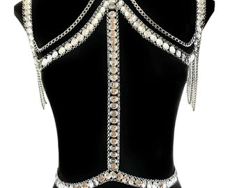 Fantasy Glitter Cascade: Adjustable Full Body Chain for Neck, Shoulder, and Waist